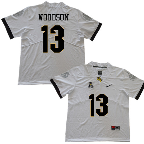 Men #13 Landon Woodson UCF Knights College Football Jerseys Sale-White - Click Image to Close
